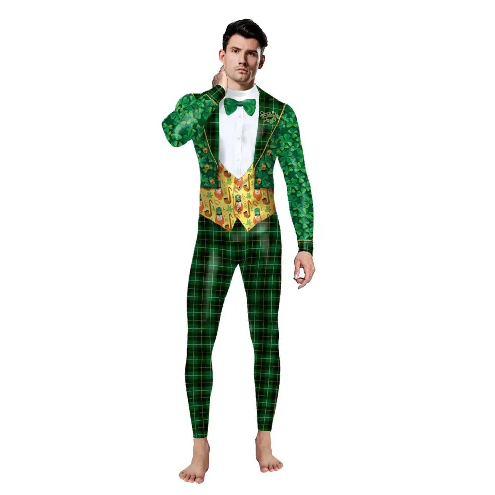 St. Patrick's Day Green Bow Digital Print Jumpsuit