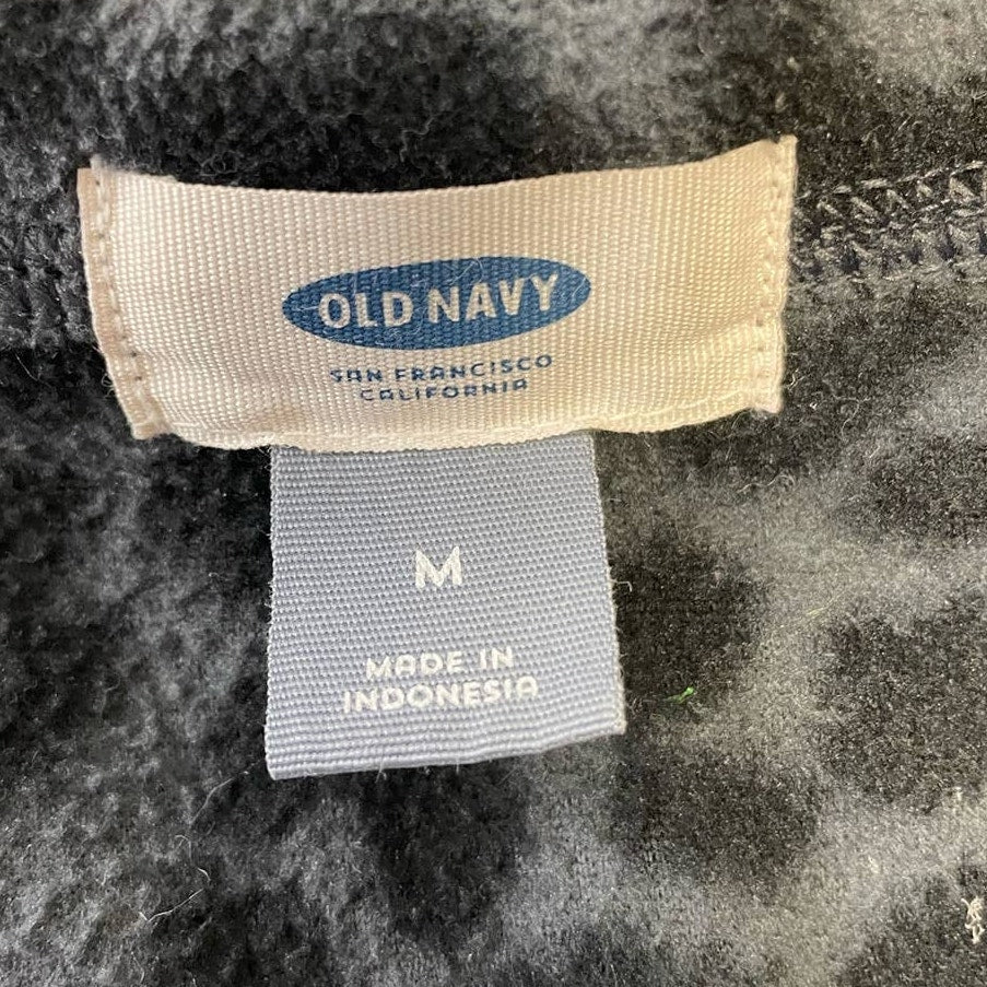 Old Navy Womens Medium Long Sleeve Leopard Spot 1/4 Zip Fleece Pullover Sweater