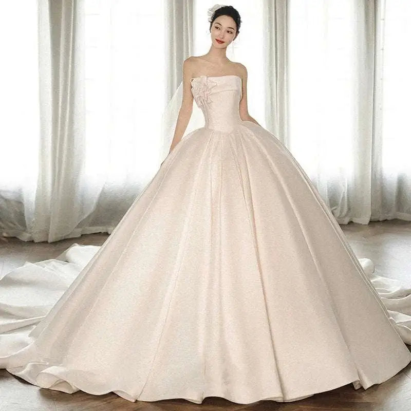 Strapless Dress with Big Train luxury women’s fashion