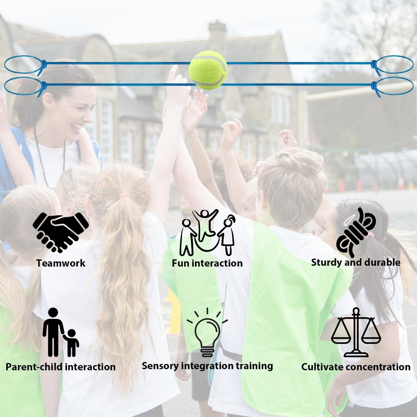 Teamwork Rope Track Game– Collaborative Ball Catch & Dribble Challenge