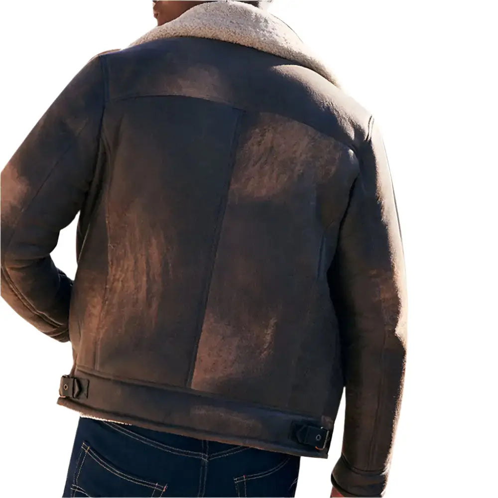 Shearling Sheepskin Bomber Moto Jacket-1