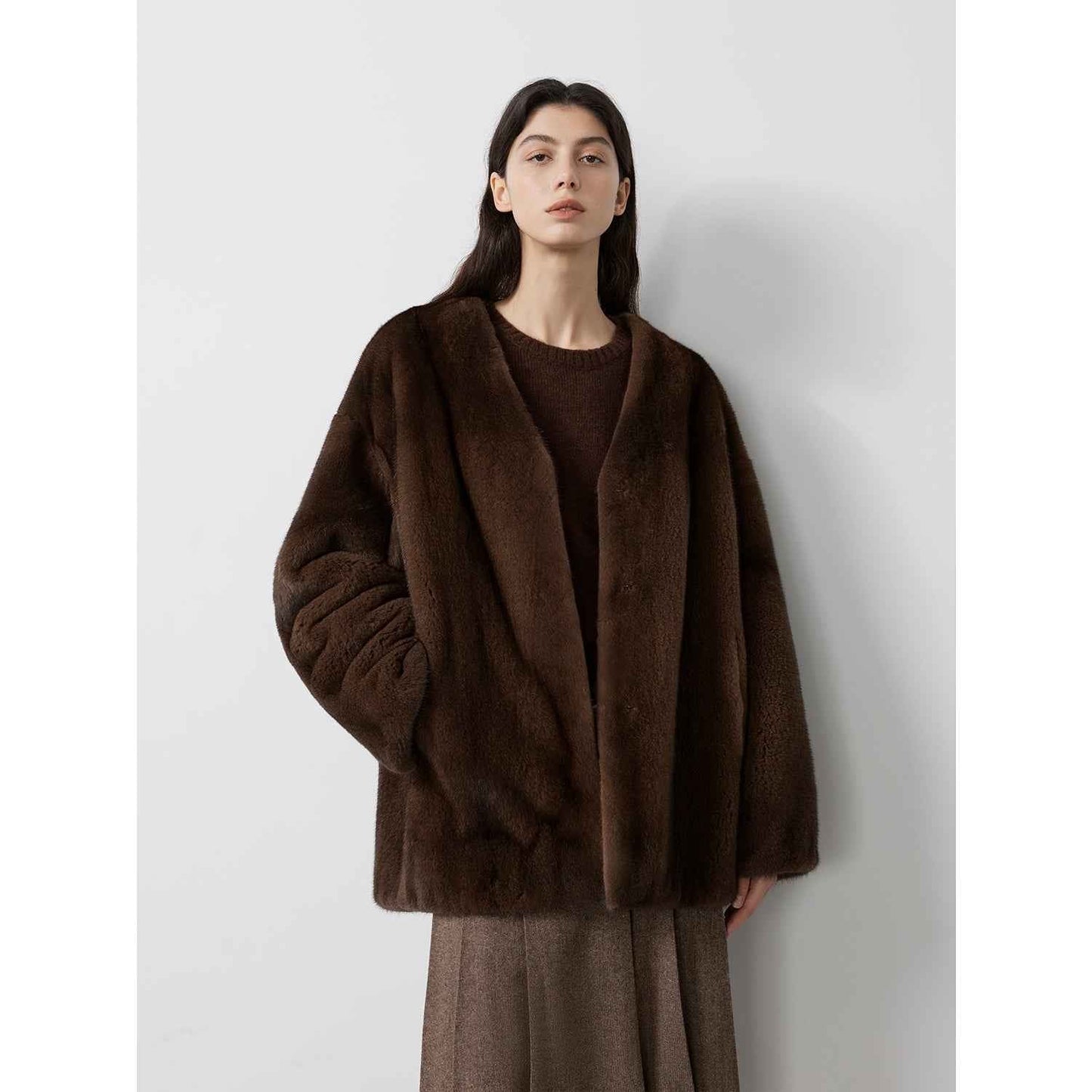 Swiss Snow Mink Velvet Fur Coat-8
