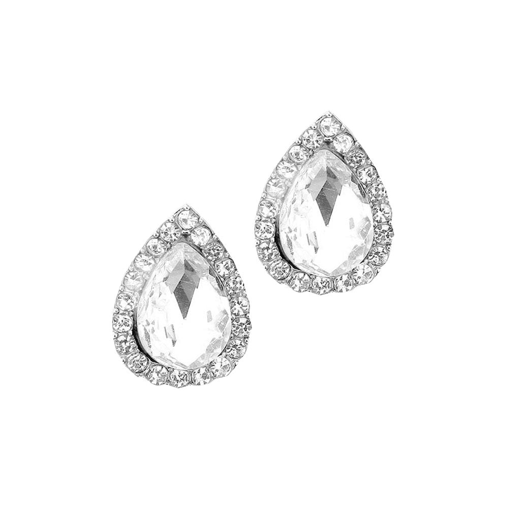 Teardrop Stone Evening Stud Earrings