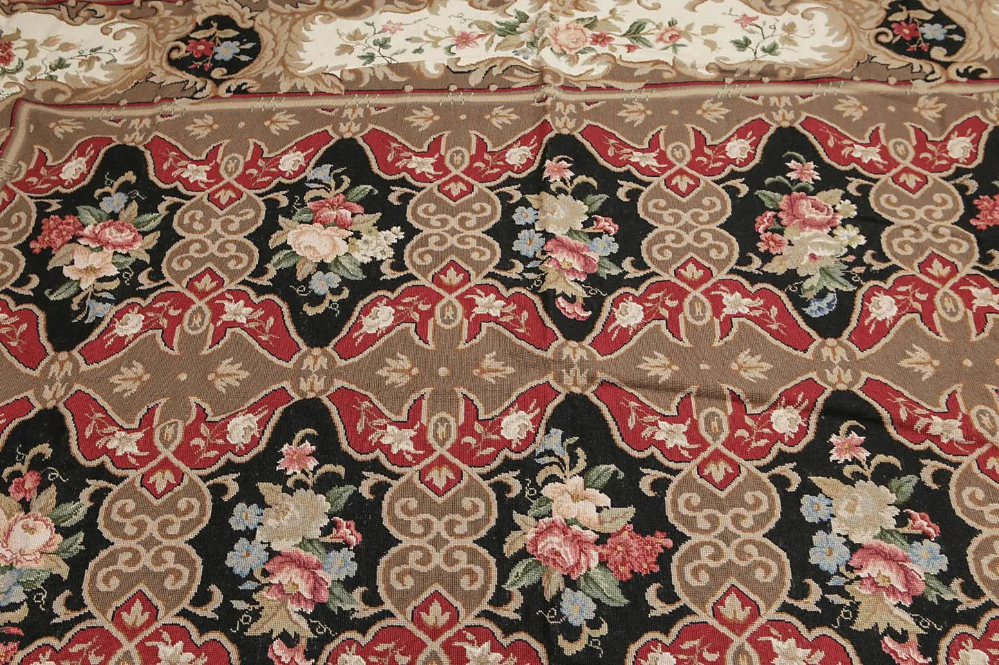 9x12 Brown Hand woven Wool French Flatweave Needlepoint Oriental Area Rug-4