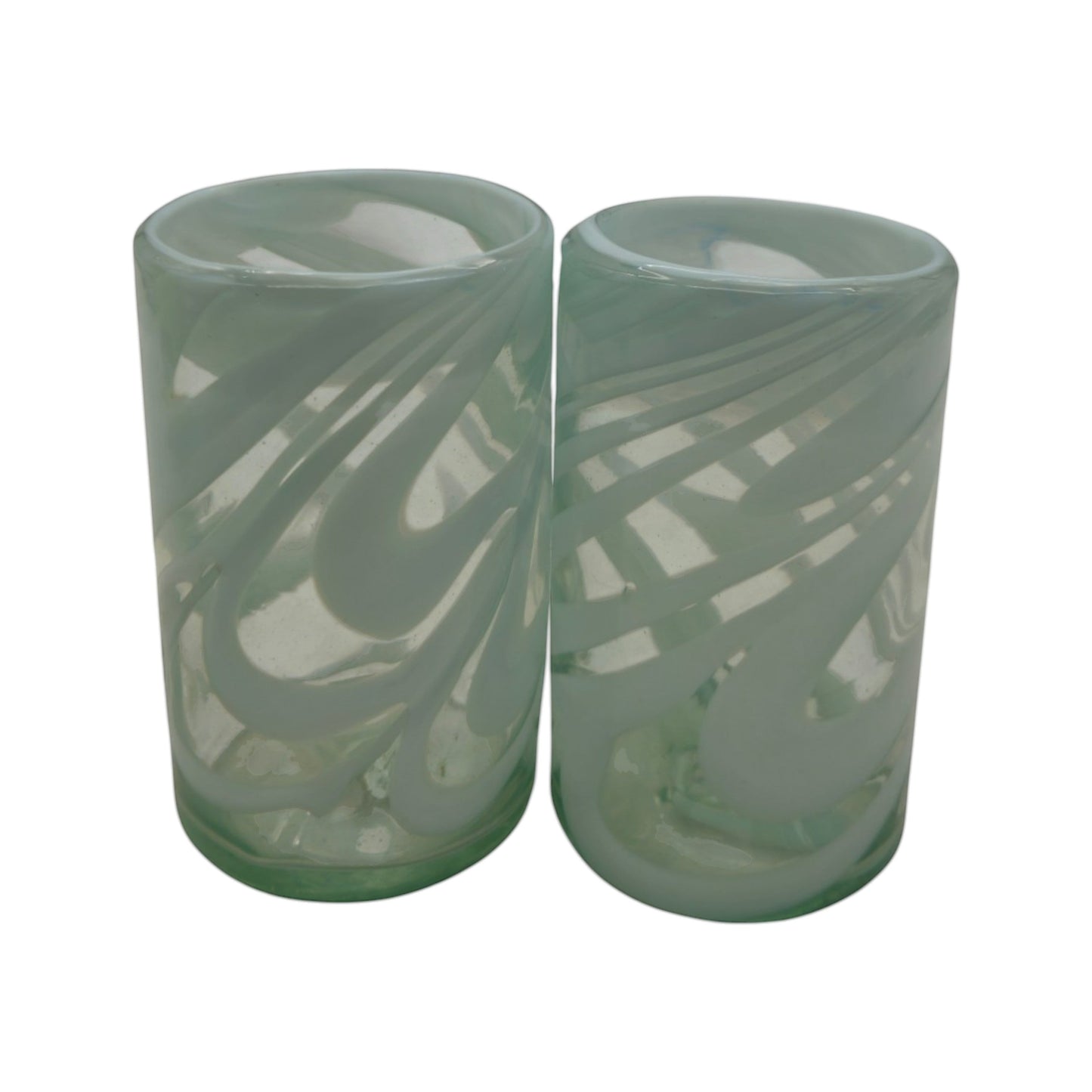 White Swirl Hand-Blown Mexican Glass | Artisan Drinkware