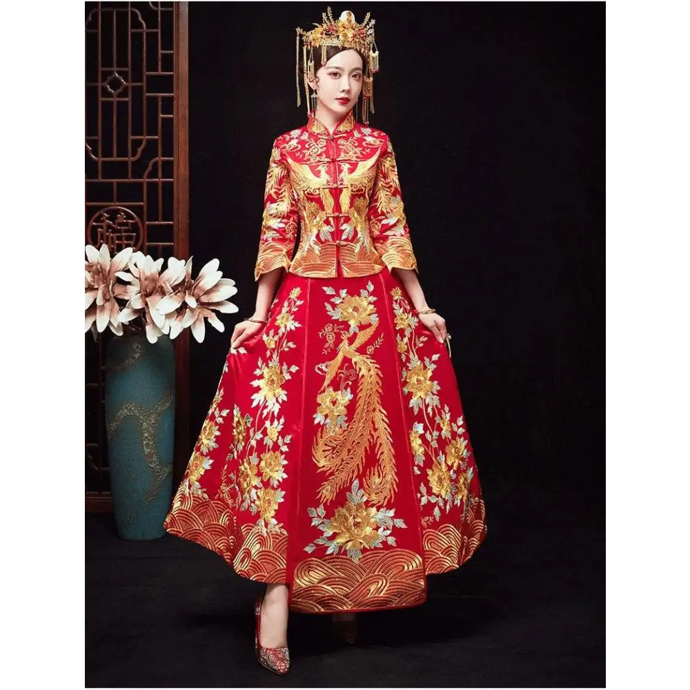 Traditional Chinese Dragon and Phoenix Robes Xiuhe Dress
