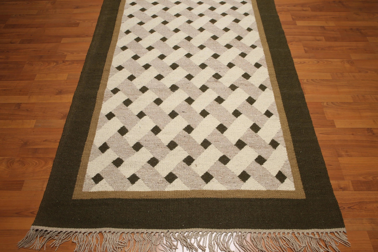 5' x 7' Hand woven Vintage Afghan Kilim 100% wool Area rug Beige-4