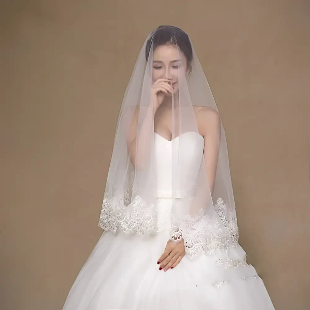 White Lace Floral Wholesale White Bride Veil