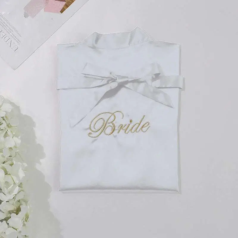 White Satin Bride Simulation Silk Nightgown