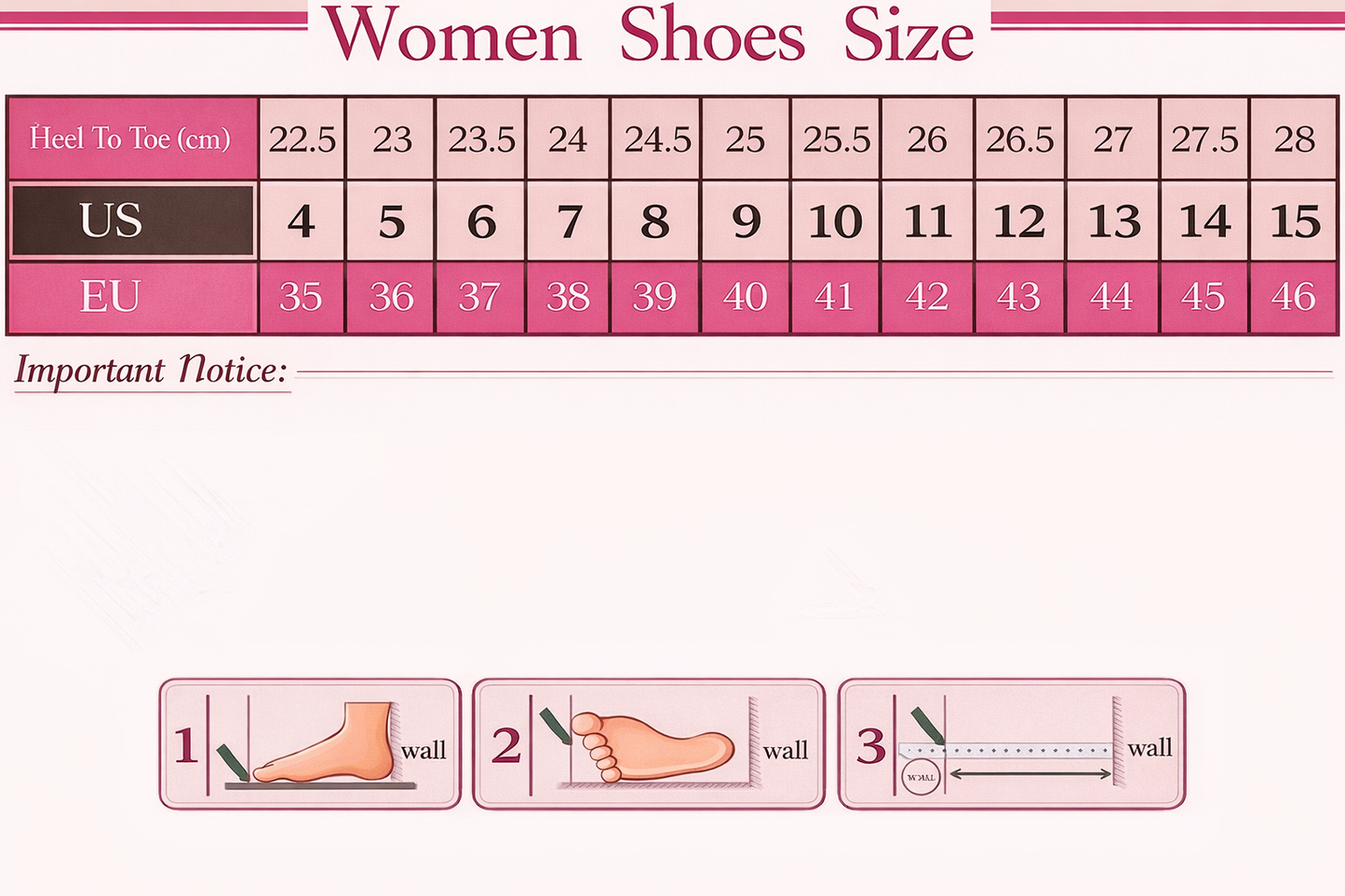 women's sandals shoes size chart