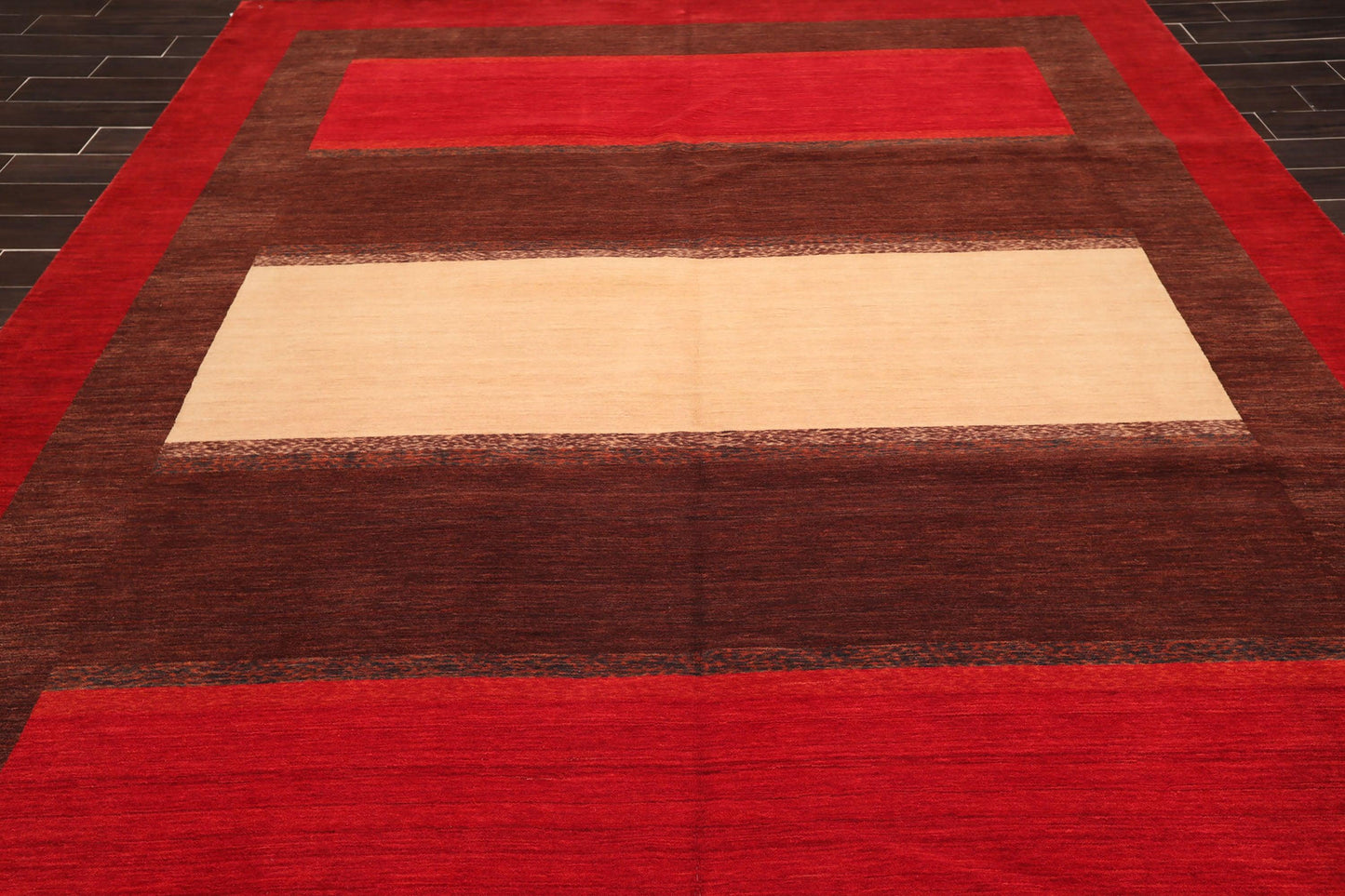 9'3" x 11'10" Hand Knotted 100% Wool Designer Oriental Area Rug Contemporary Red-4