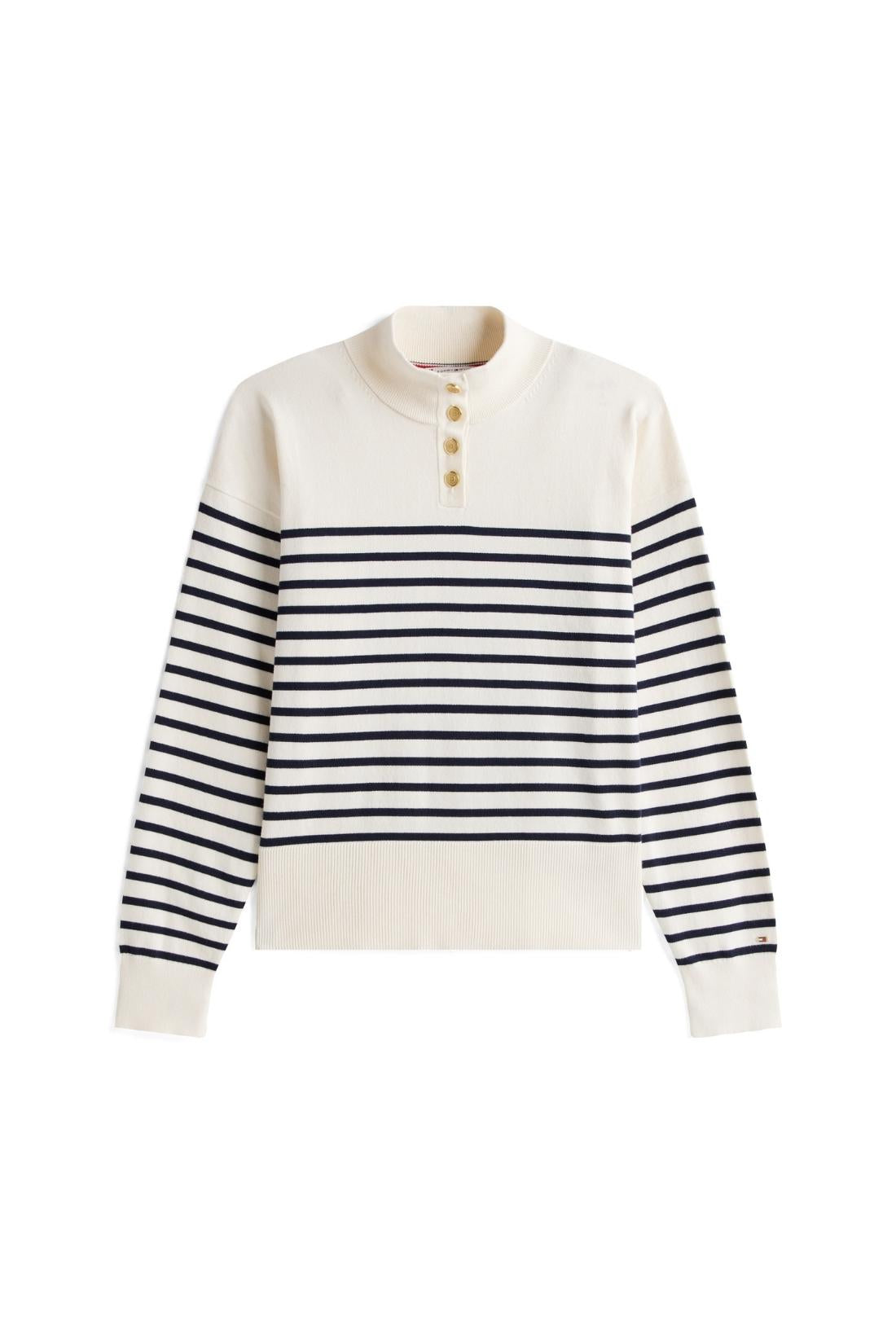 TOMMY HILFIGER - Women's striped pullover with mock neck-4
