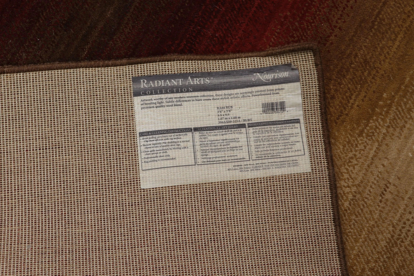 4' x 6' 100% wool pile area rug 4x6 Modern Abstract Red-4