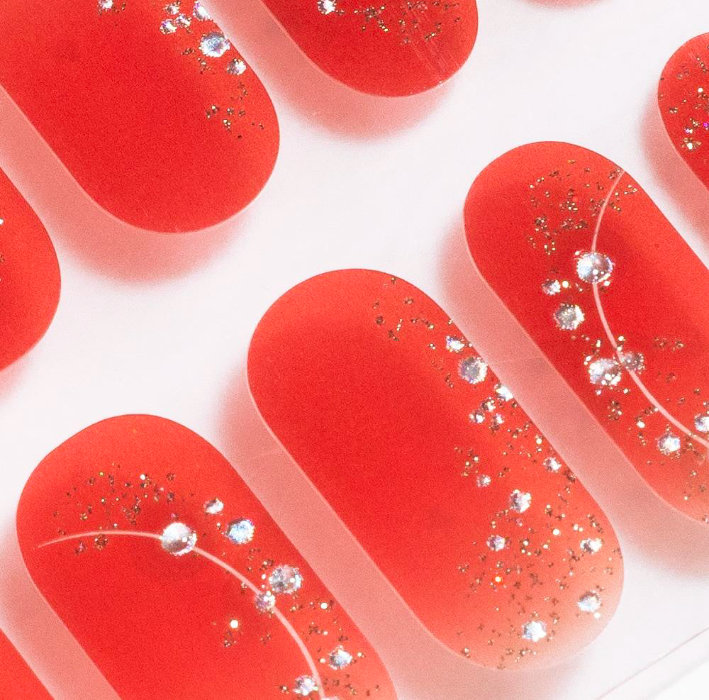 Red Shimmer Gel Nails-1