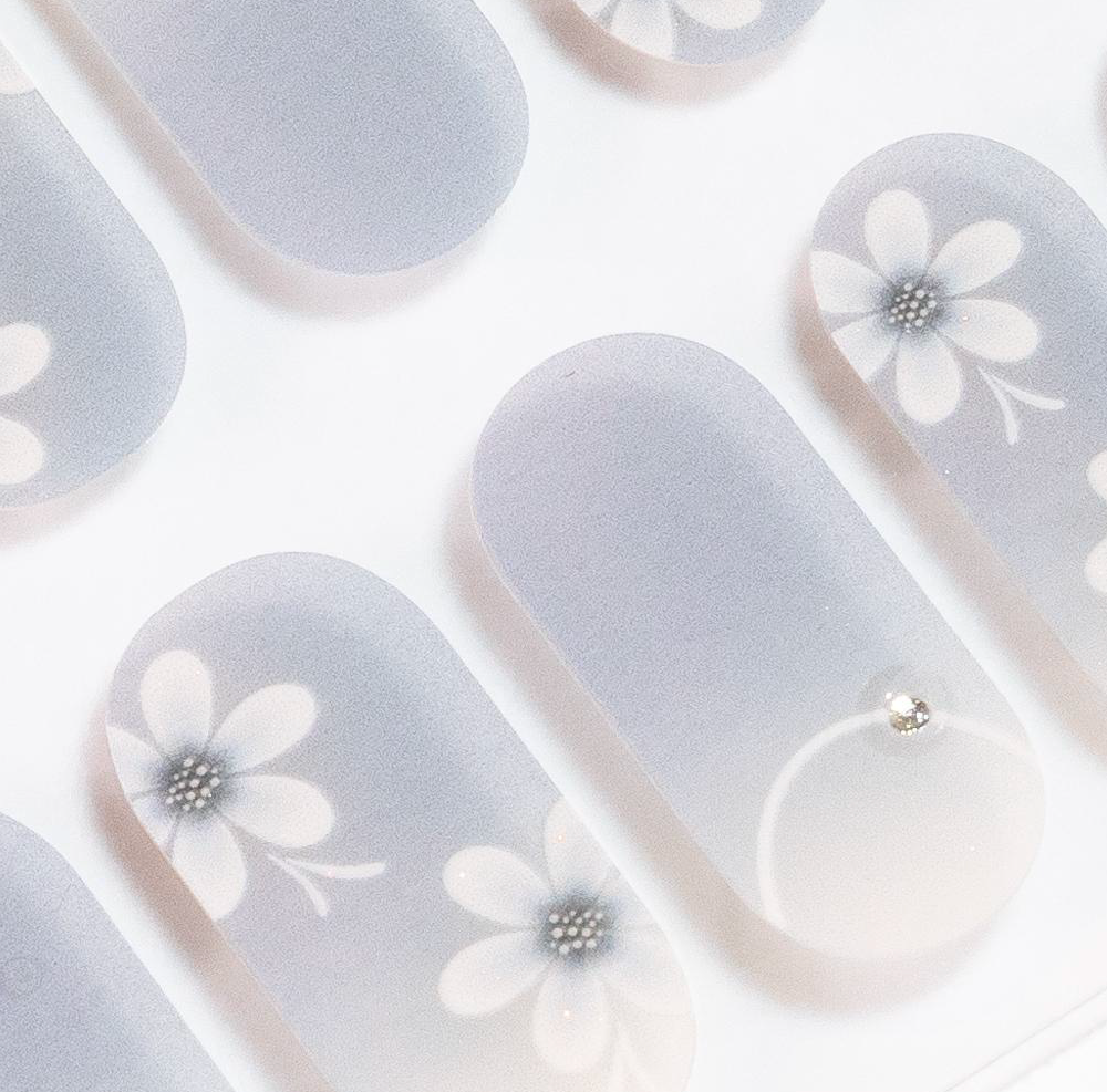 Blue Floral Gel Nails-1