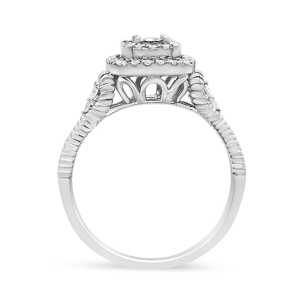 .925 Sterling Silver 1/3 Cttw Miracle Set Round-Cut Diamond Cocktail Ring (H-I Color, I1-I2 Clarity)-3