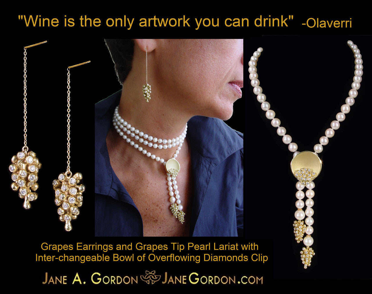 Grapes Drop Earrings with Interchangeable Studs- 2 parts-14K Gold-20