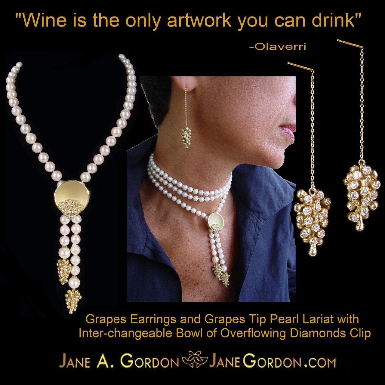 Demi Grape Earrings, Detachable Stud and Drop, 2 parts: 18K Gold & Diamonds-22
