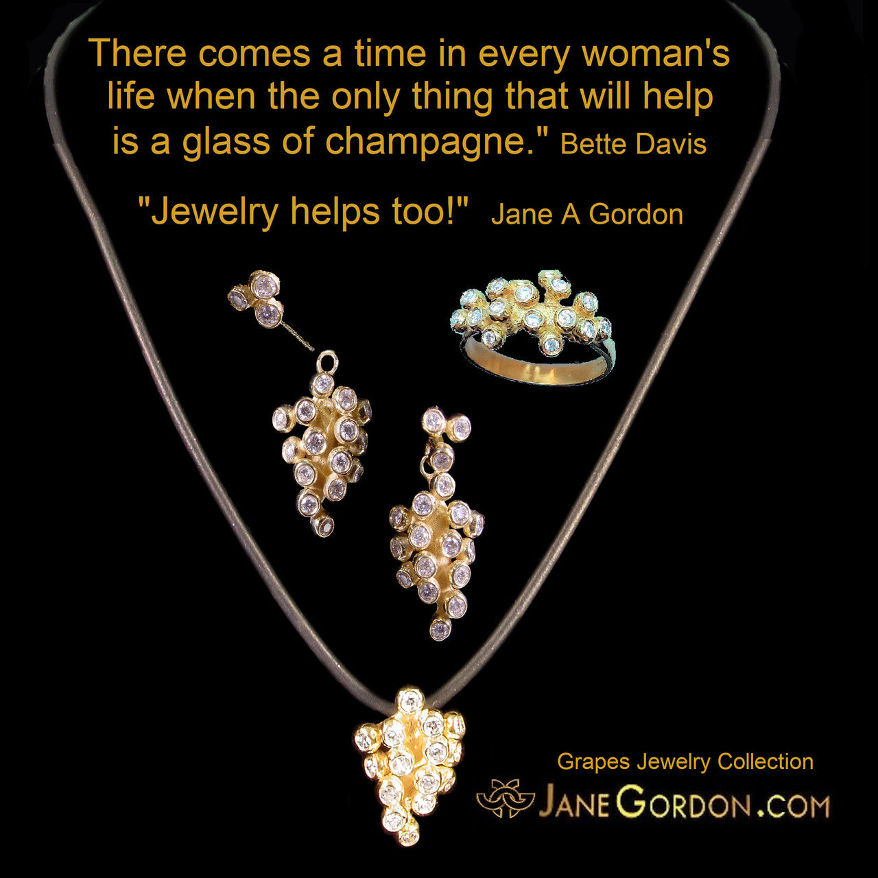 Demi Grape Earrings, Detachable Stud and Drop, 2 parts: 18K Gold & Diamonds-18