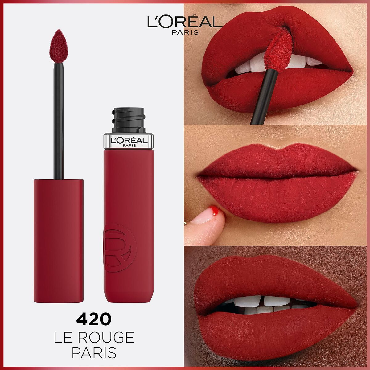 Liquid lipstick L'Oreal Make Up Infaillible Matte Resistance True Romance Nº 420 Nº 420-Le Rouge Paris Nº 420-True Romance (1 Un-3
