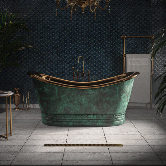 Matte Black Copper Freestanding Bathtub - Contemporary Design
