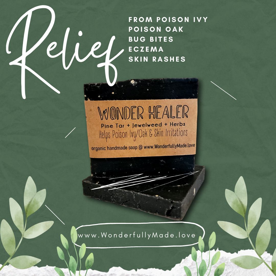 Wonder Healer Soap | Pine Tar | Jewelweed | Herbal | Colloidal Oatmeal | for Poison Ivy and other Skin Ailments