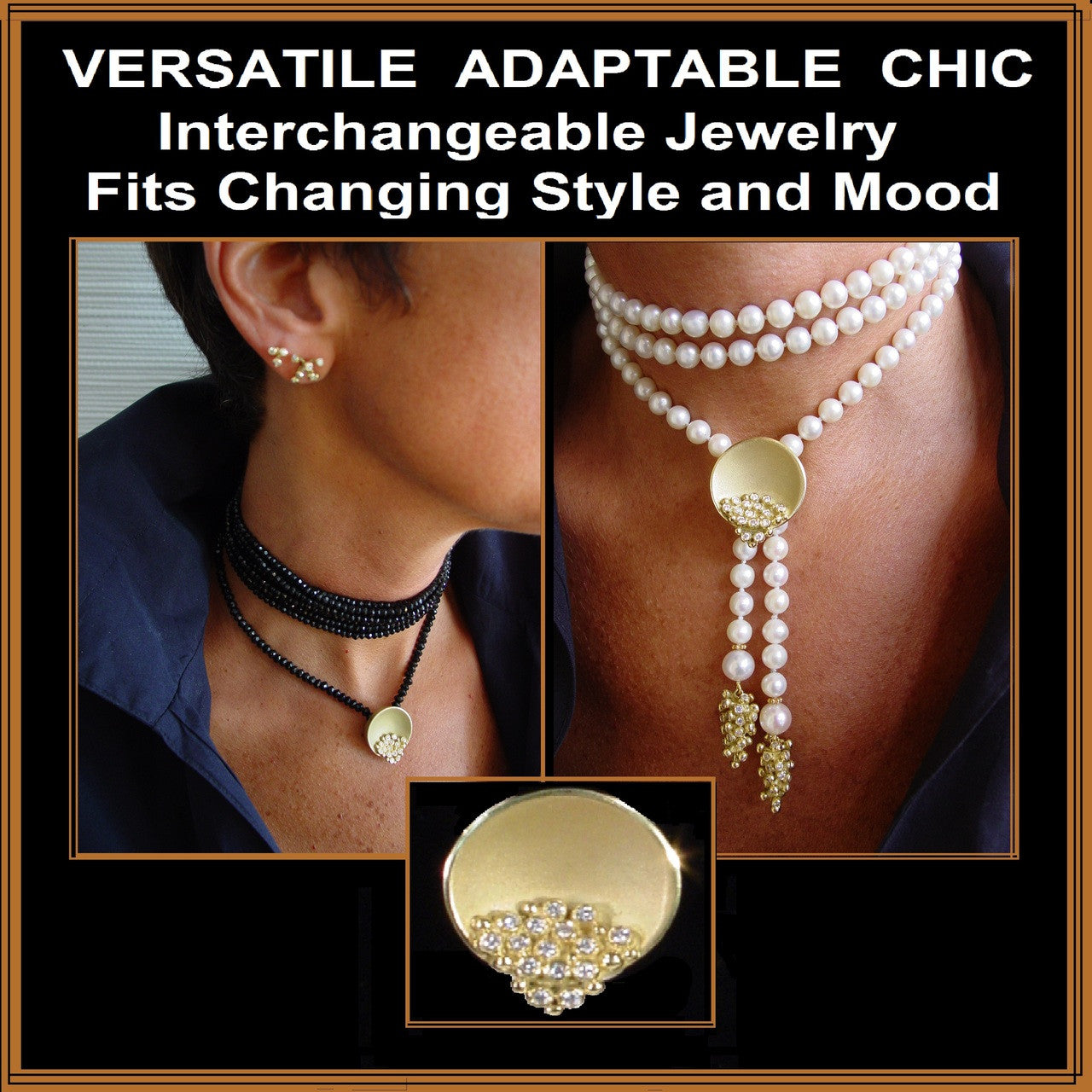 Bowl of Diamonds Necklace-Small-18K Gold Dots of Diamonds, Sterling Silver-7