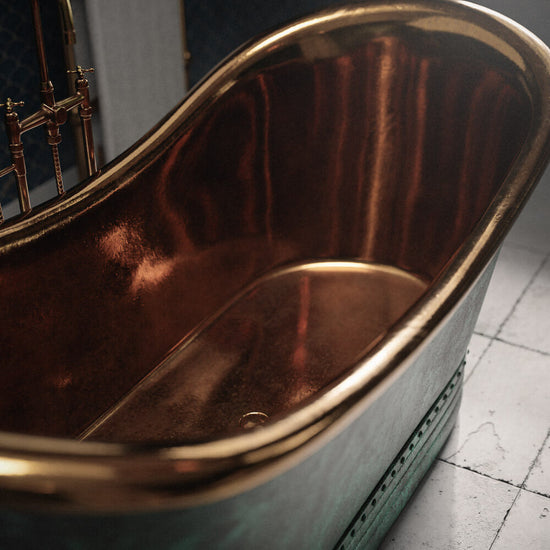 Matte Black Copper Freestanding Bathtub - Contemporary Design