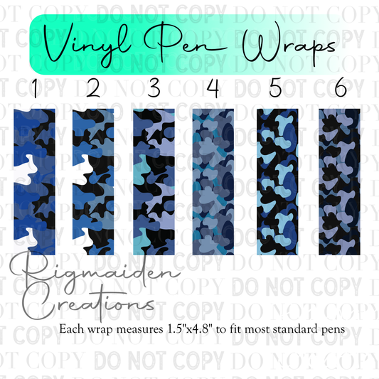 Blue Camo Pen Wraps