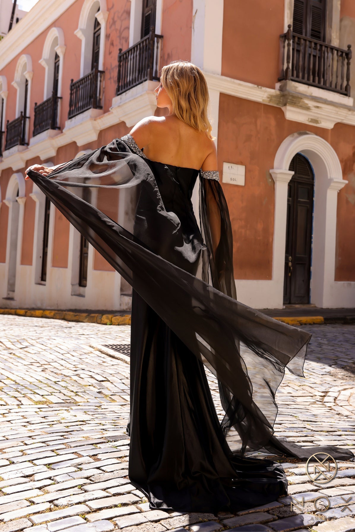 Off-the-Shoulder Drapes Long Dress NXR1312