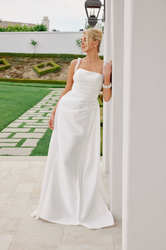 Breathtaking Graceful Sheath Wedding Gown for Grand Wedding Gala NXJE993