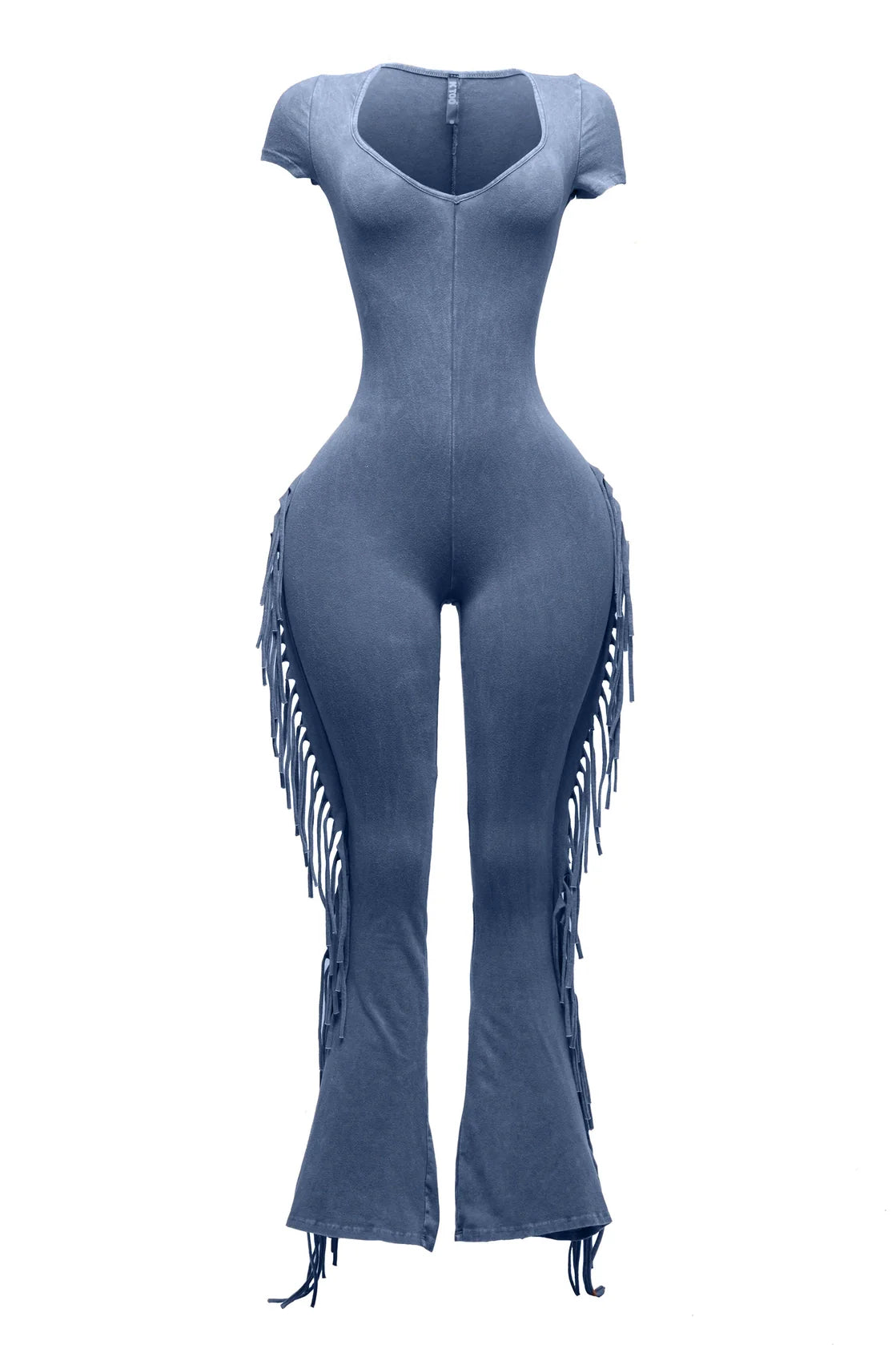 Mineral Washed Fringe Jumpsuit
