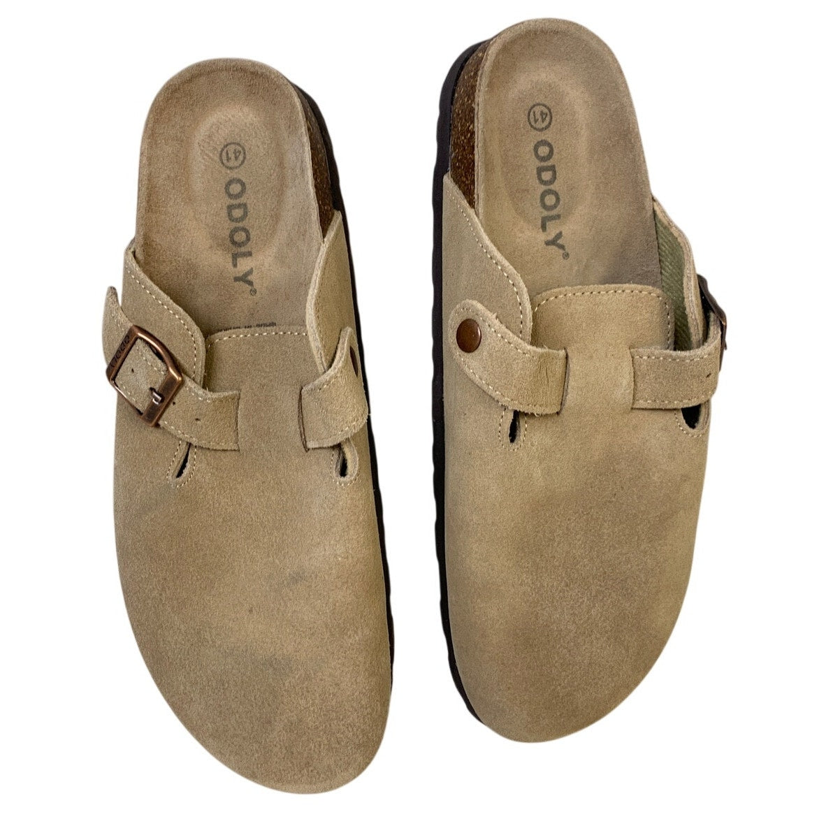 Odoly Womens Size 10 Brown Suede Clogs Sandals Closed Round Toe Slip On Shoes