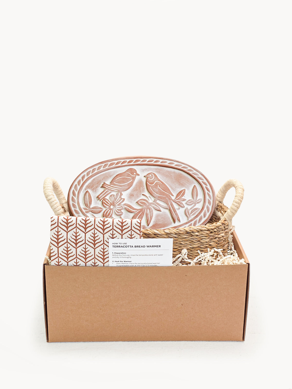 Bread Warmer & Basket Gift Set with Tea Towel - Lovebird Oval-0