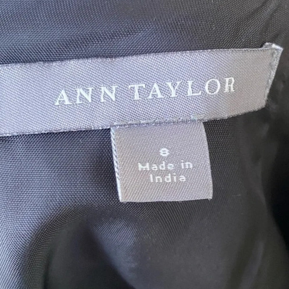 Ann Taylor Womens Size 8 Black Wool Blend Silver Sequin Back Zip Pencil Skirt