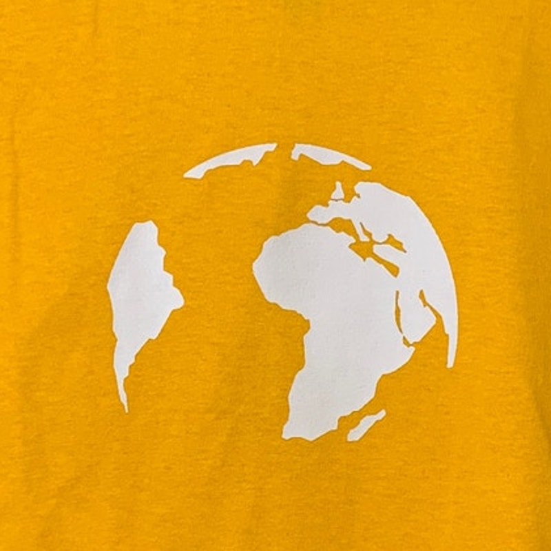 New Hand Printed Youth Medium Yellow Save Planet Earth Crew Neck Tee Shirt
