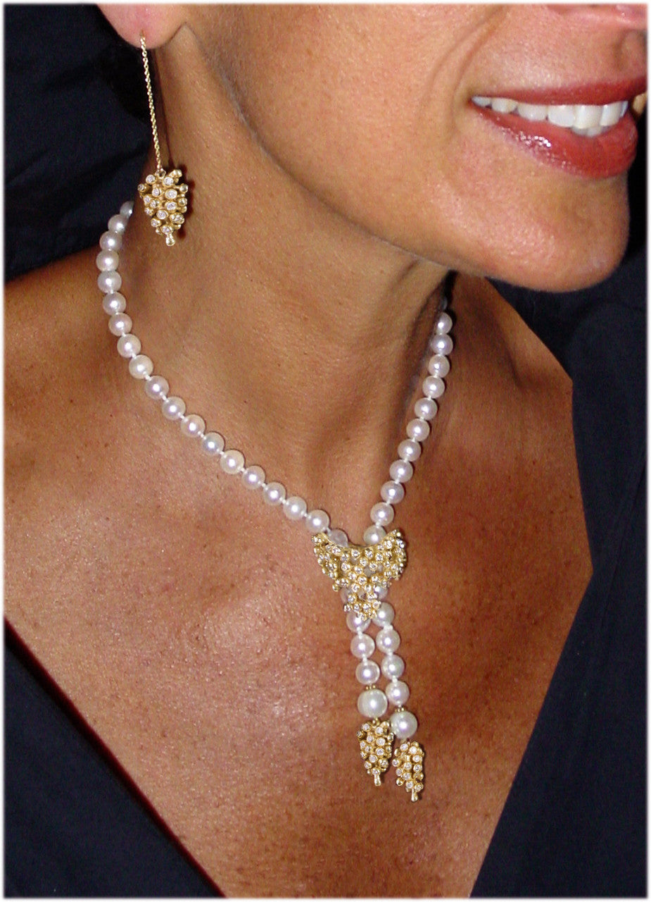 Pearl Lariat- Flower Cap tips in 18K Gold-8