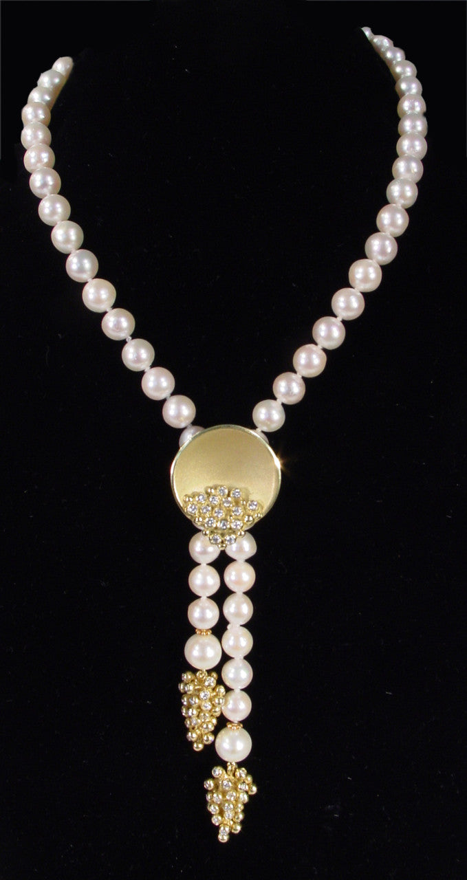 Pearl Lariat- Flower Cap tips in 18K Gold-10