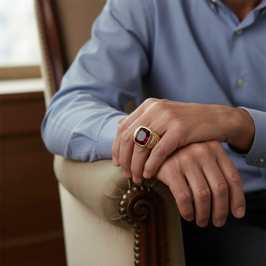 "Never Forgotten" Cushion Cut Cremation Ring (For Men) 12x10mm