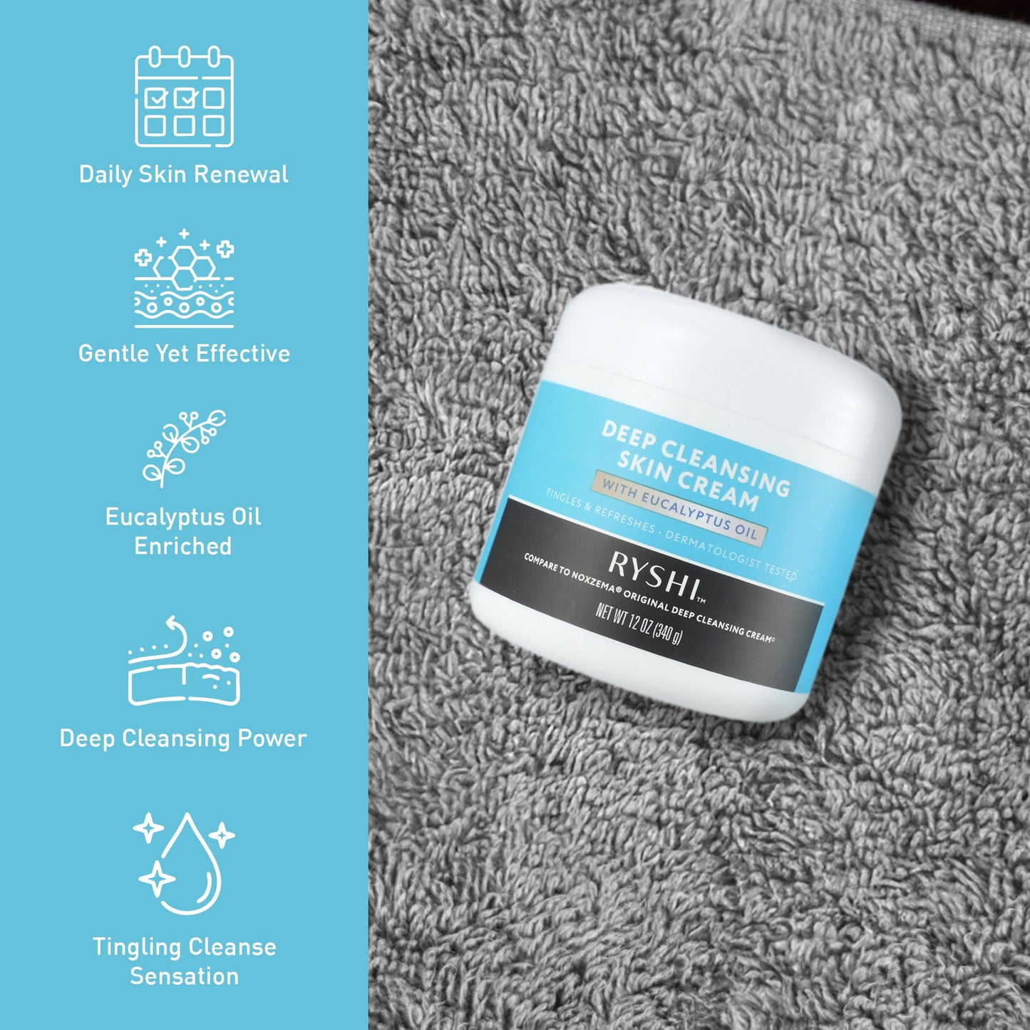 Deep Cleansing Skin Cream with Eucalyptus Oil – Invigorating Facial Cleanser | Dermatologist Tested | 12 oz (340 g)-1