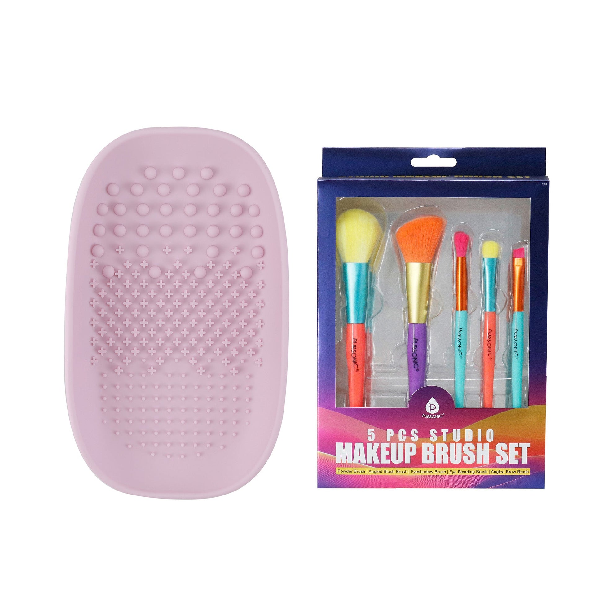 Studio Makeup Brush Set (5-Piece) & Silicone Beauty Brush Cleaning Tool-0