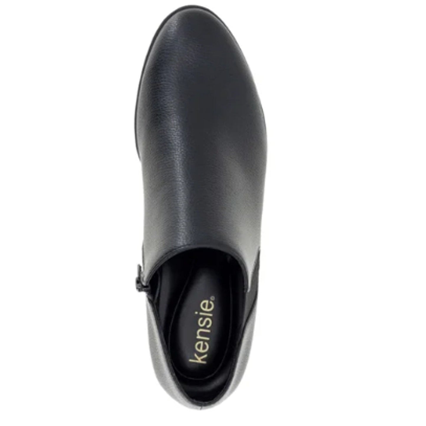Kensie Womens Size 7.5 Black Faux Leather Sammy Ankle Slide On Booties Boots