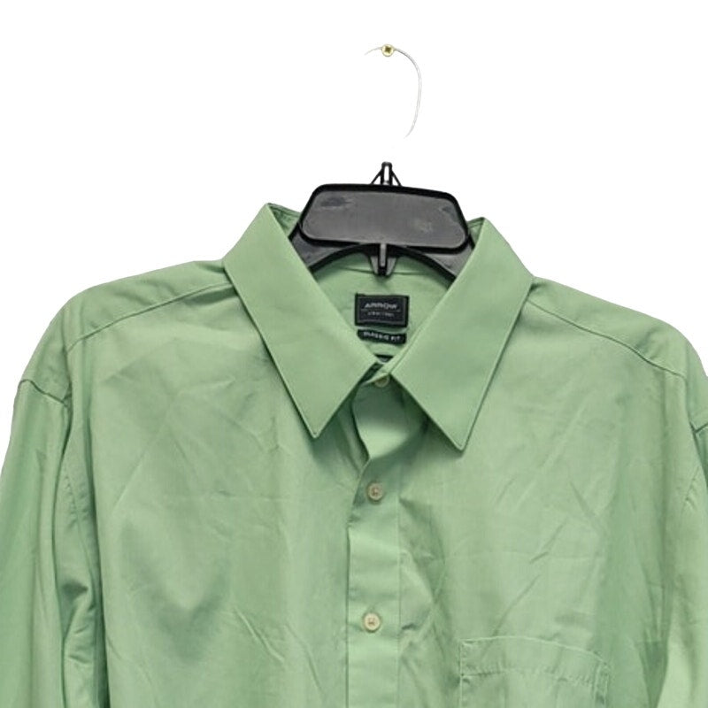 Arrow Mens XL Light Green PolyCotton Long Sleeve Button Up Shirt w Front Pocket