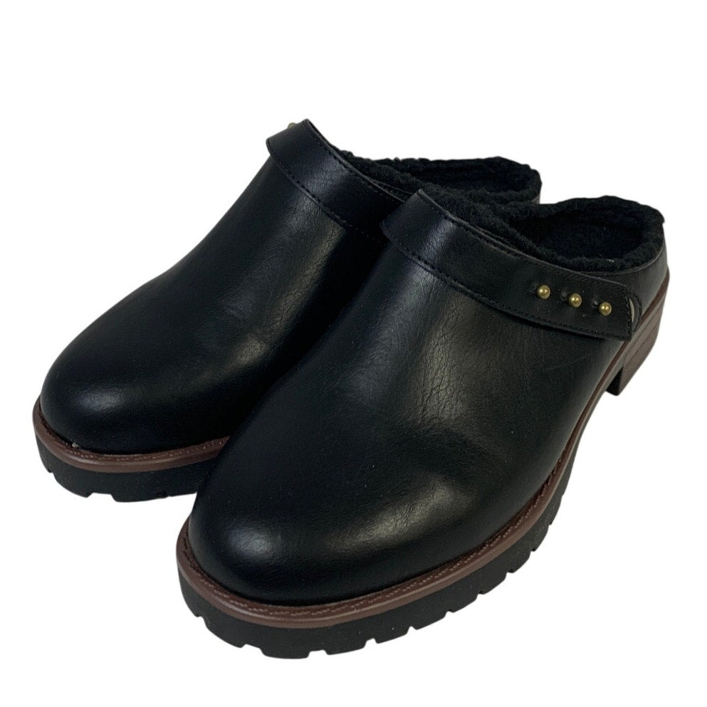 Kensie Womens Size 7 Black 1.5" Heels Clog Fuzzy Lined Slip On Round Toe Shoes