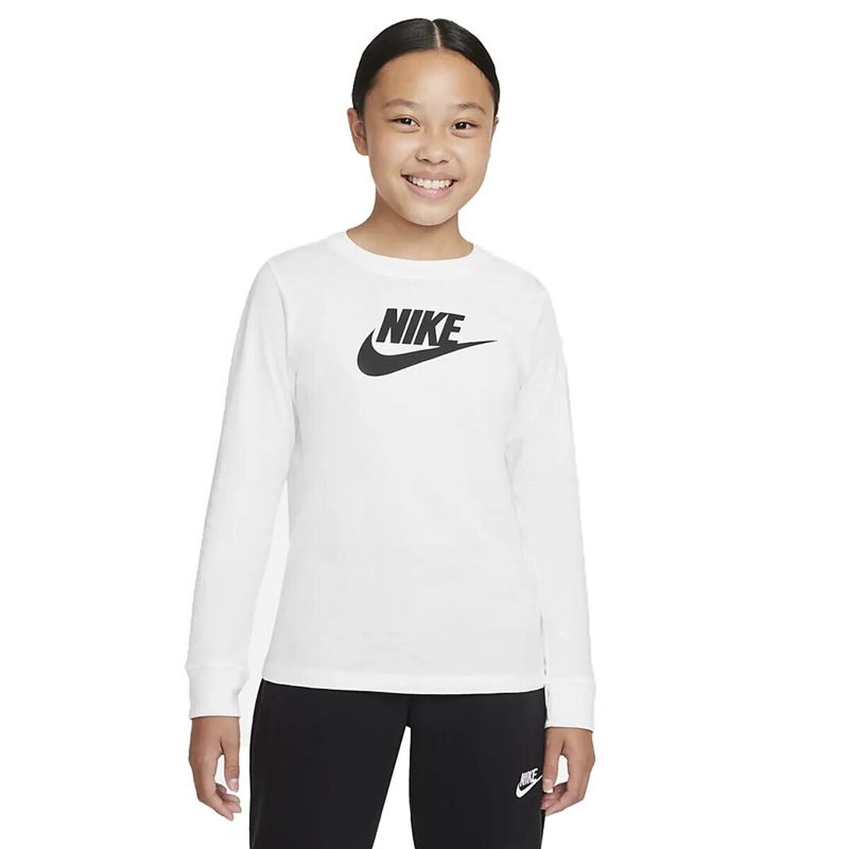 Child's Short Sleeve T-Shirt Nike CZ1260-100 White-0