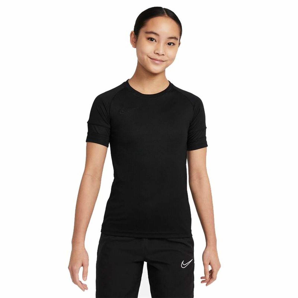 Child's Short Sleeve T-Shirt Nike Dri-Fit Academy Girls Black-0