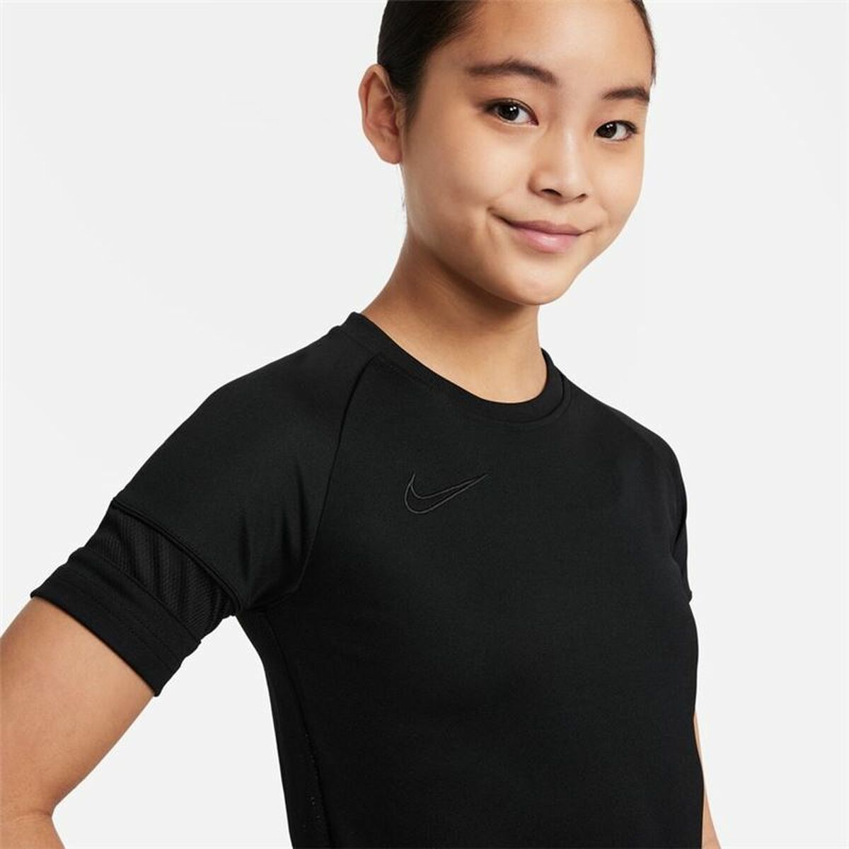 Child's Short Sleeve T-Shirt Nike Dri-Fit Academy Girls Black-13