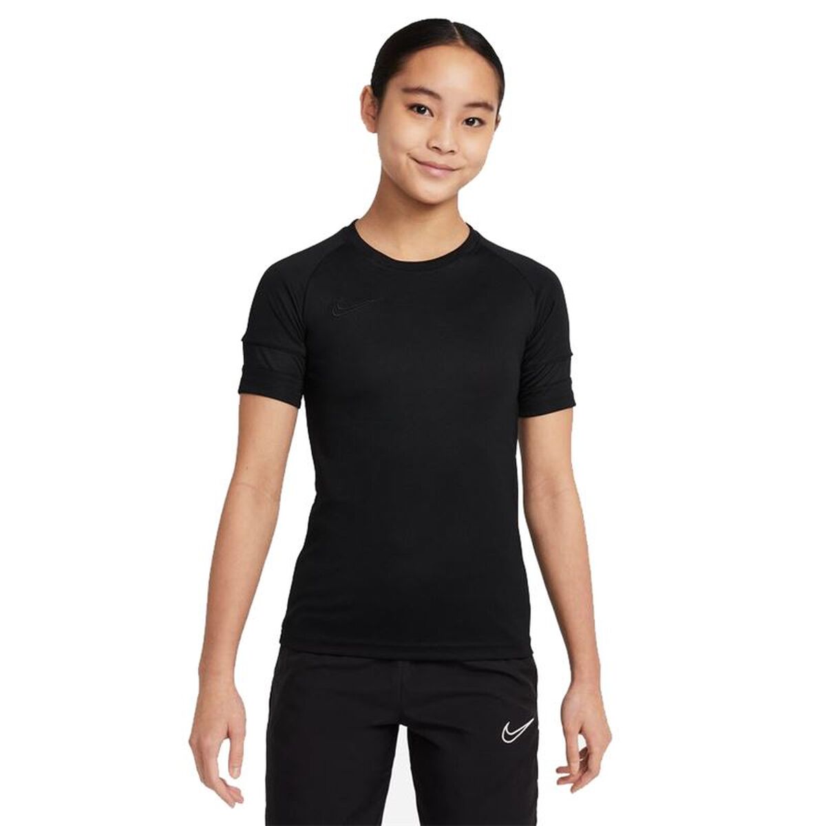 Child's Short Sleeve T-Shirt Nike Dri-Fit Academy Girls Black-6