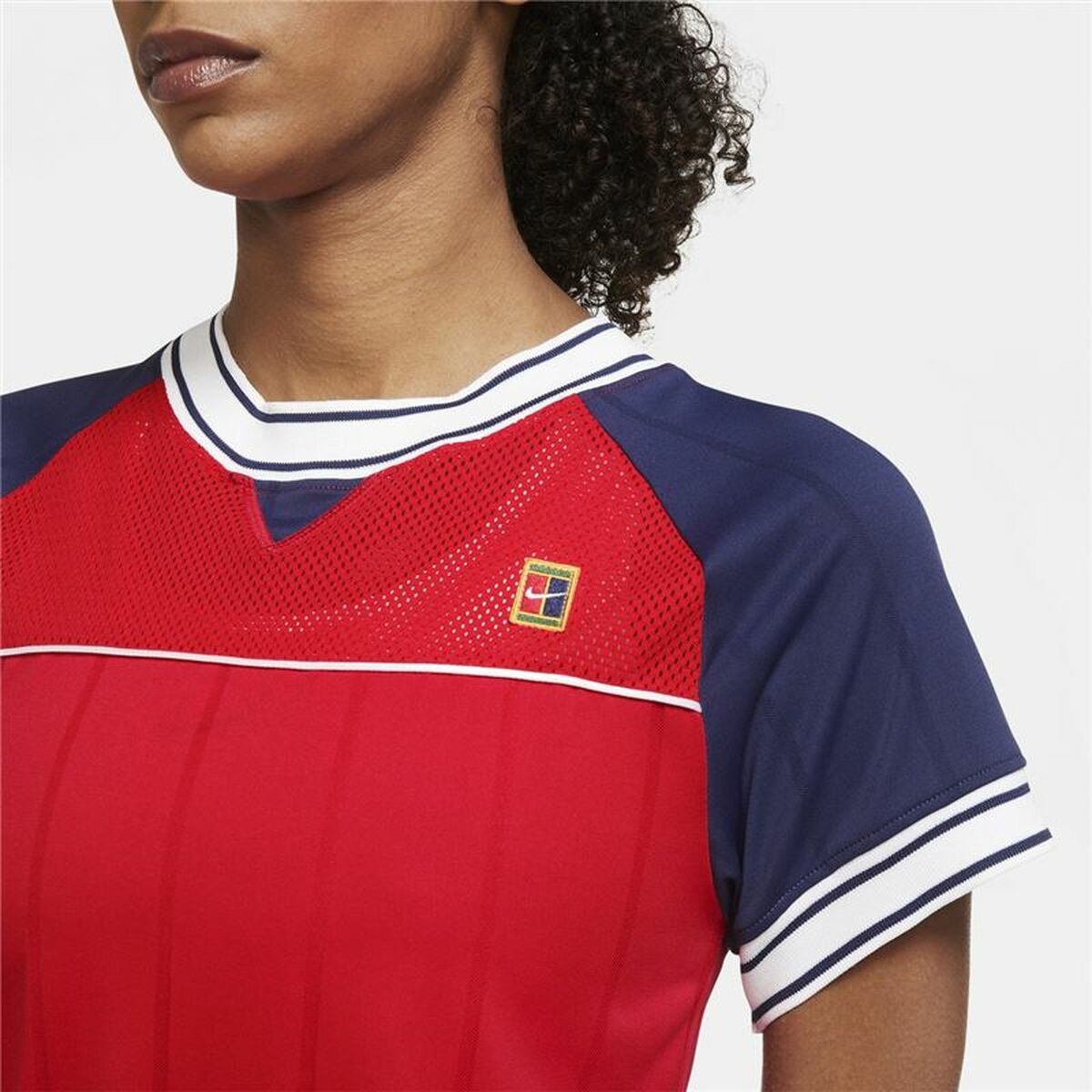 Women’s Short Sleeve T-Shirt Nike Tennis Blue Red-2