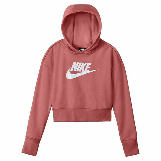 Hooded Sweatshirt for Girls Nike Club Girls Salmon
